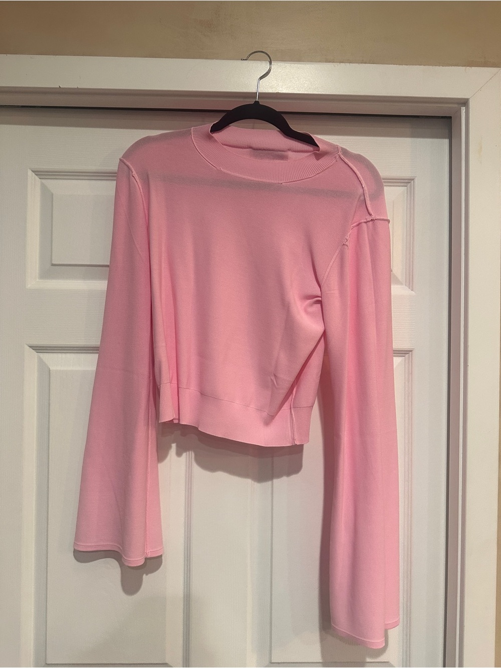 SOLID & STRIPED Pink Cropped Long-Sleeve Top
